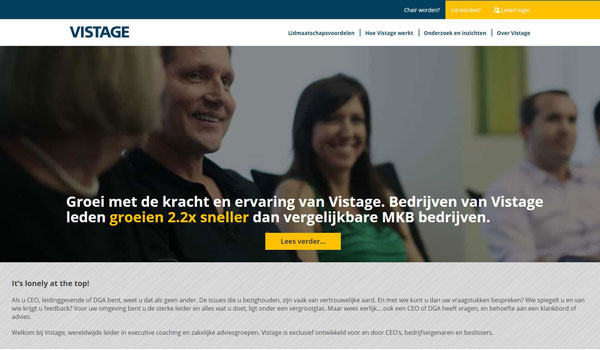 Vistage Nederland website
